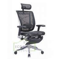 Ортопедическое кресло Expert Spring Чёрное с подножкой